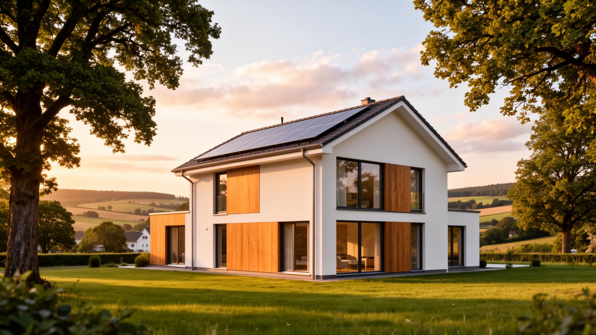 Modernes deutsches Einfamilienhaus mit nachhaltiger Architektur in ländlicher Umgebung